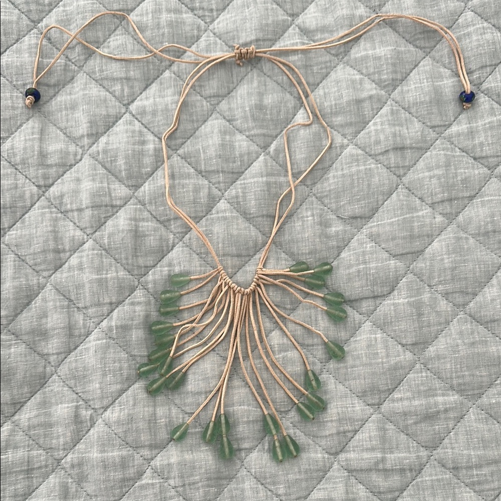 Handcrafted Adjustable Length Sea Glass Green Beaded Necklace